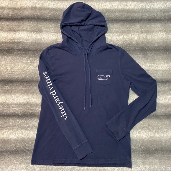 Vineyard Vines Navy Hoodie Whale Tee Short - Picture 2 of 4